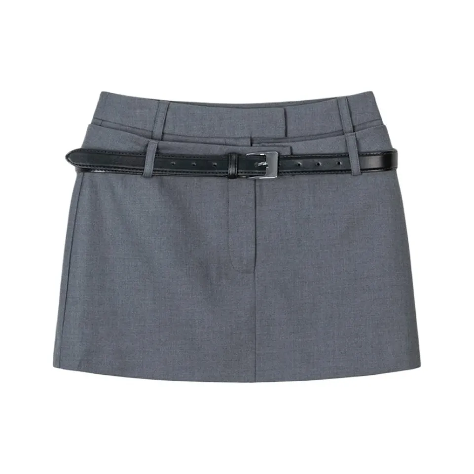 FORNI Casual Short Skirts Women's Whistle Gray