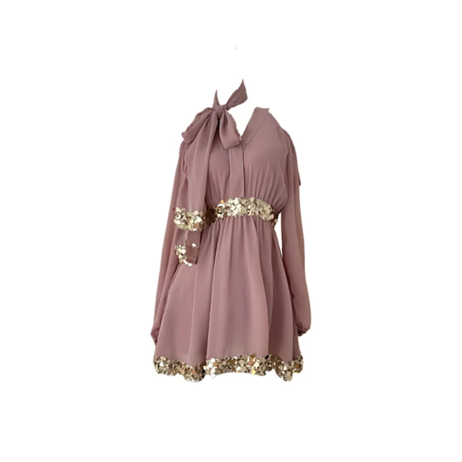 ONE PASS STUDIO Без рукавов Платье Женское с блестками