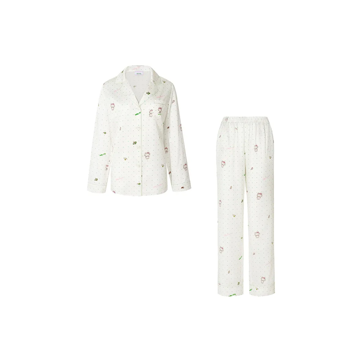 SILKY MIRACLE Pajama Set Women's Light Green Polka Dot