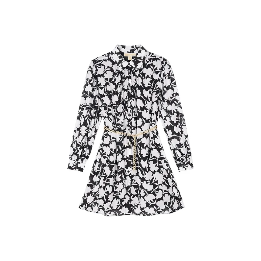 MICHAEL KORS SS24 Длинное платье с длинными рукавами женское черное