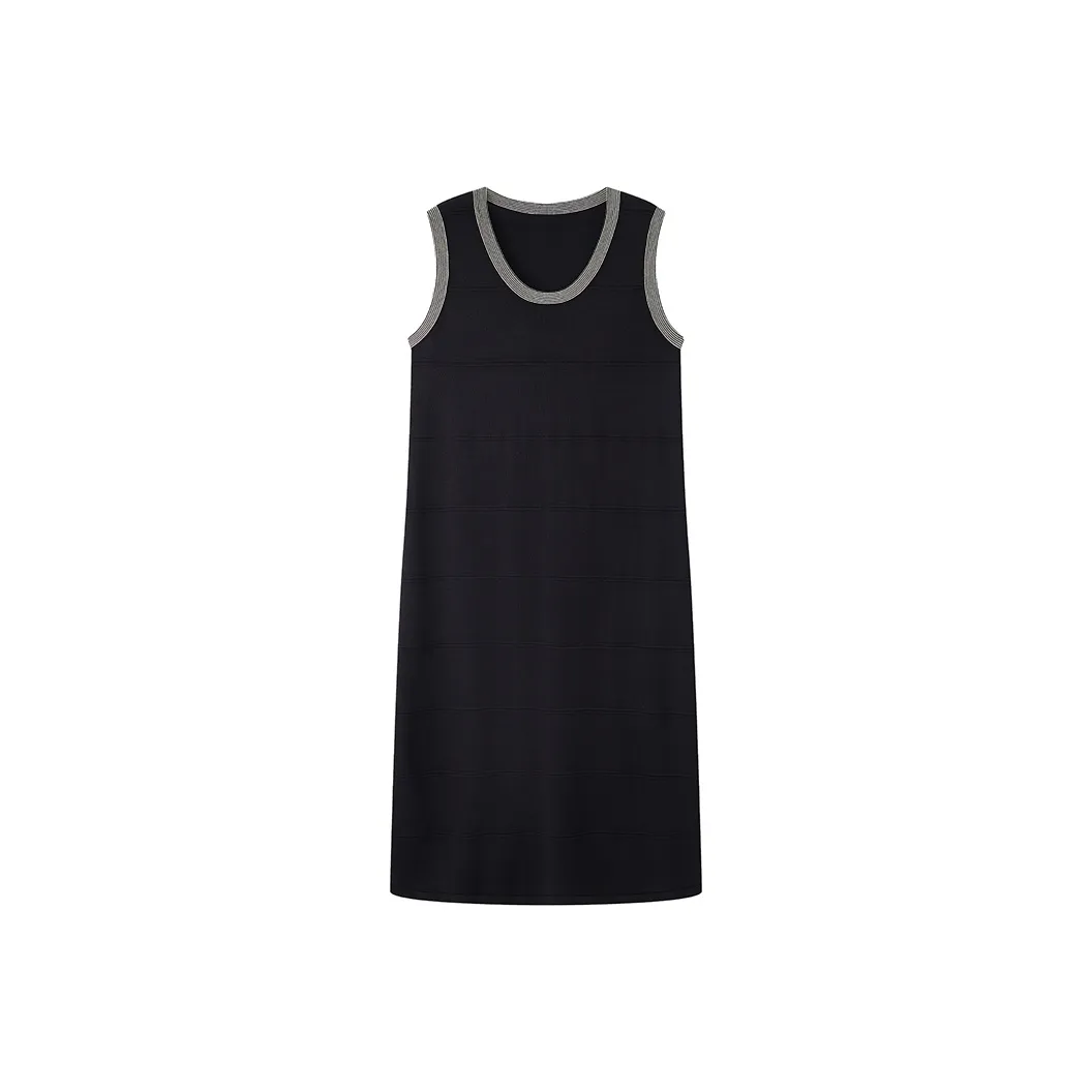 Корейский стиль без рукавов платье женское черный