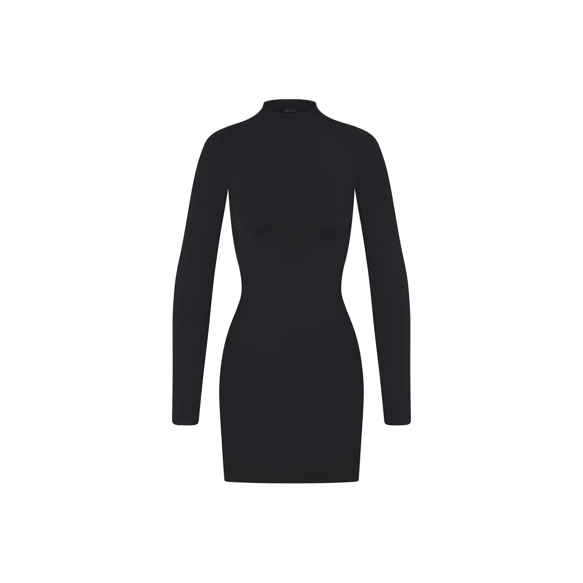 SKIMS Мягкий Сглаживающий Бесшовный Водолазка Мини Платье Длинное Платье с Длинными Рукавами Женское Оникс Оникс