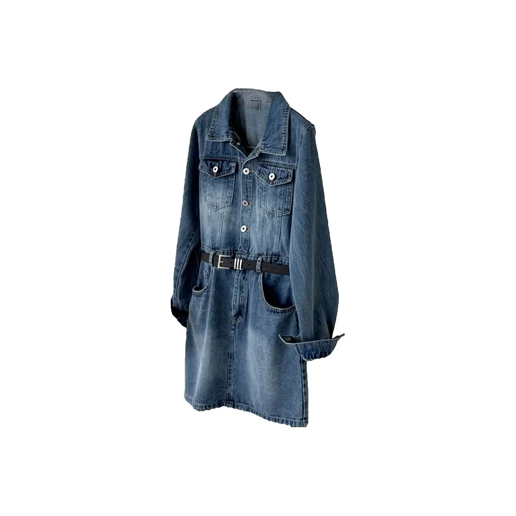 SYEEE WITH U Длинное платье с длинными рукавами женское синее