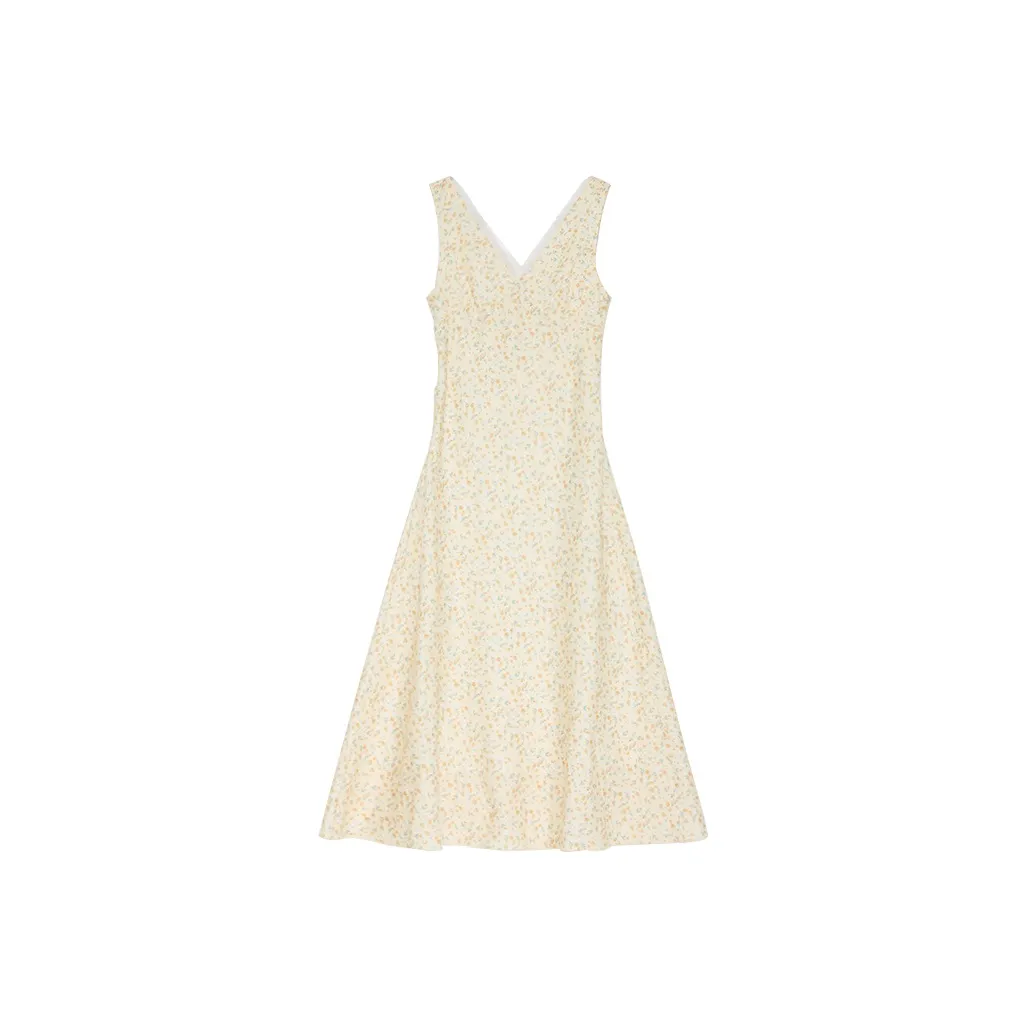 Rose Slip Dresses Women's Yellow