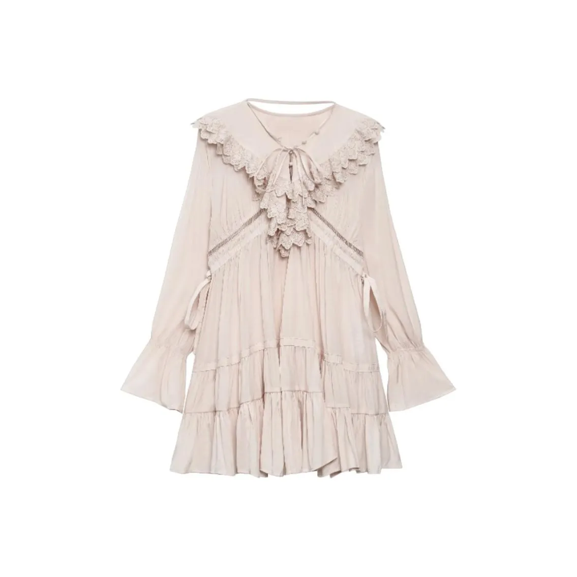 DEAR DEER PUFF Длинное платье с длинными рукавами женское розовое