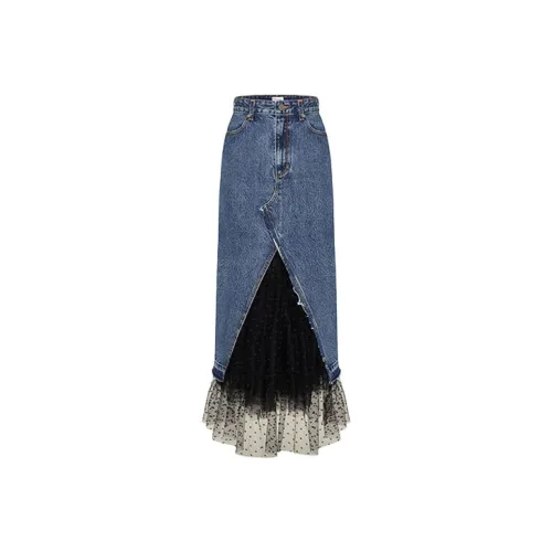 RED VALENTINO Синие Женские Джинсовые Короткие Юбки