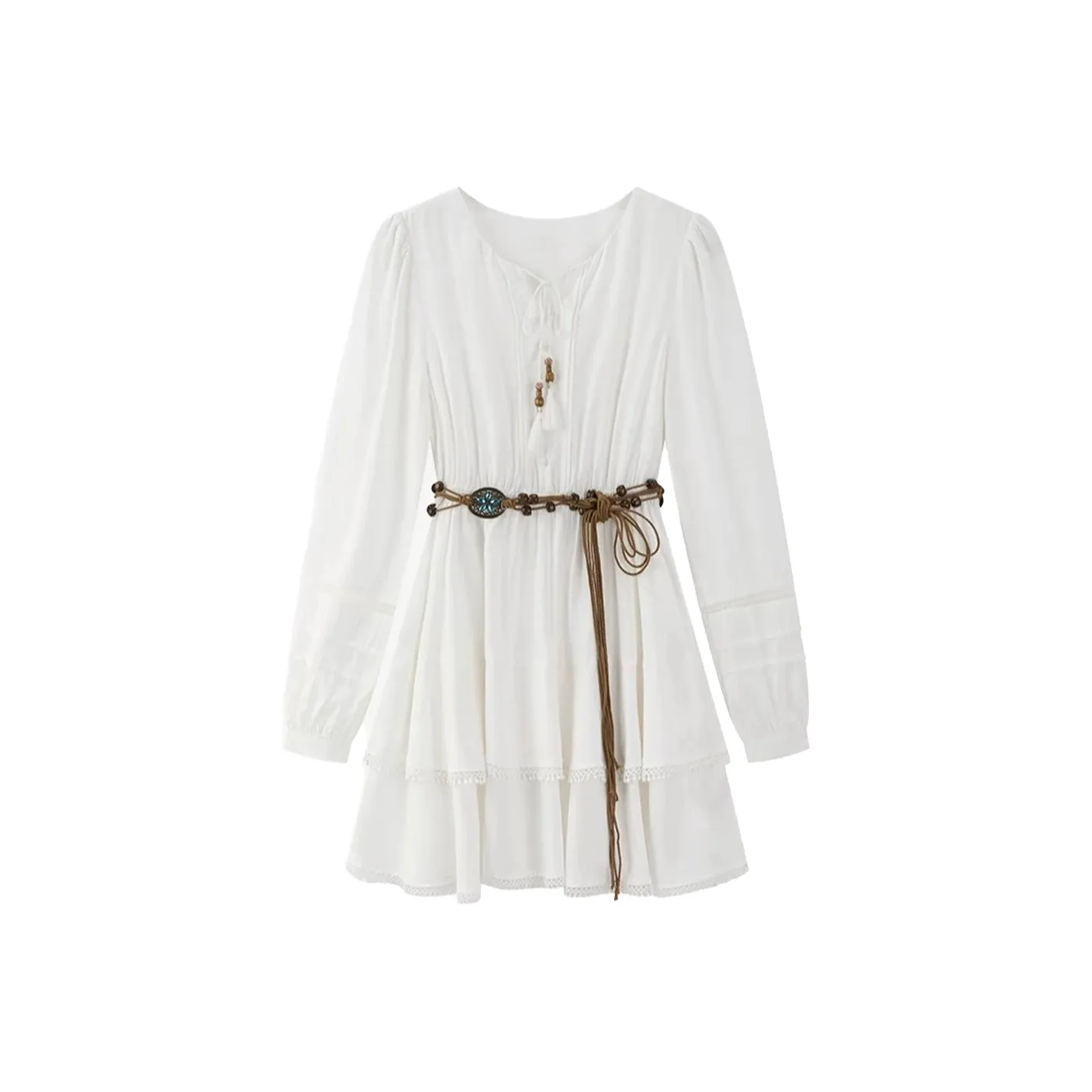 COVER TIME Длинное платье с длинными рукавами женское белое