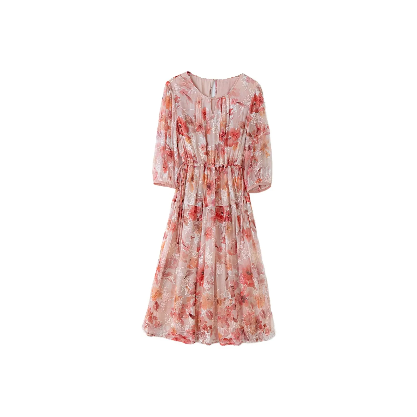 To The West Длинное платье с длинными рукавами женское кленовый листовый красный