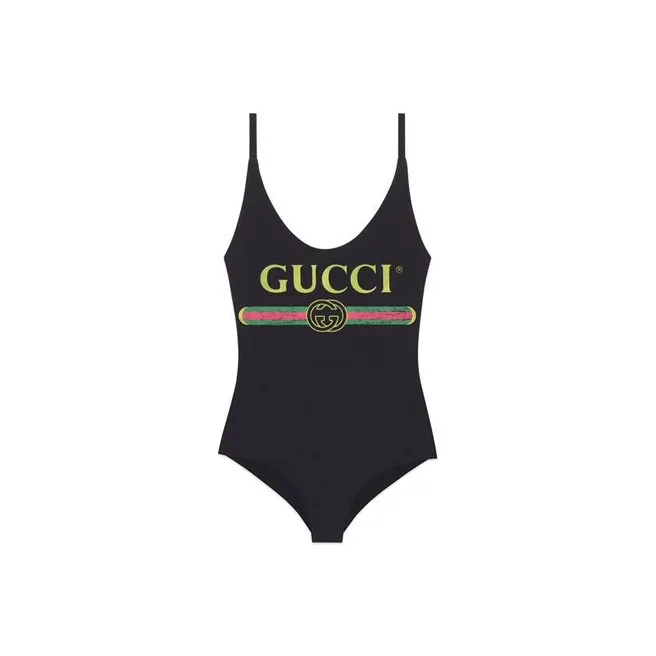 GUCCI Sparkling GUCCI Logo One piece Swimsuit Black