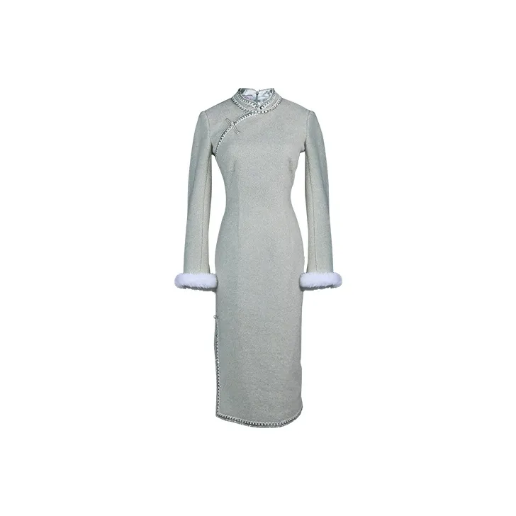 JINYE ORIENTAL Кремово-зеленый Женские Ципао