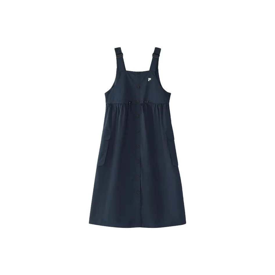 FILA FUSION FOB Series SS25 Slip Dress Women's Dark Black Dark Blue DB