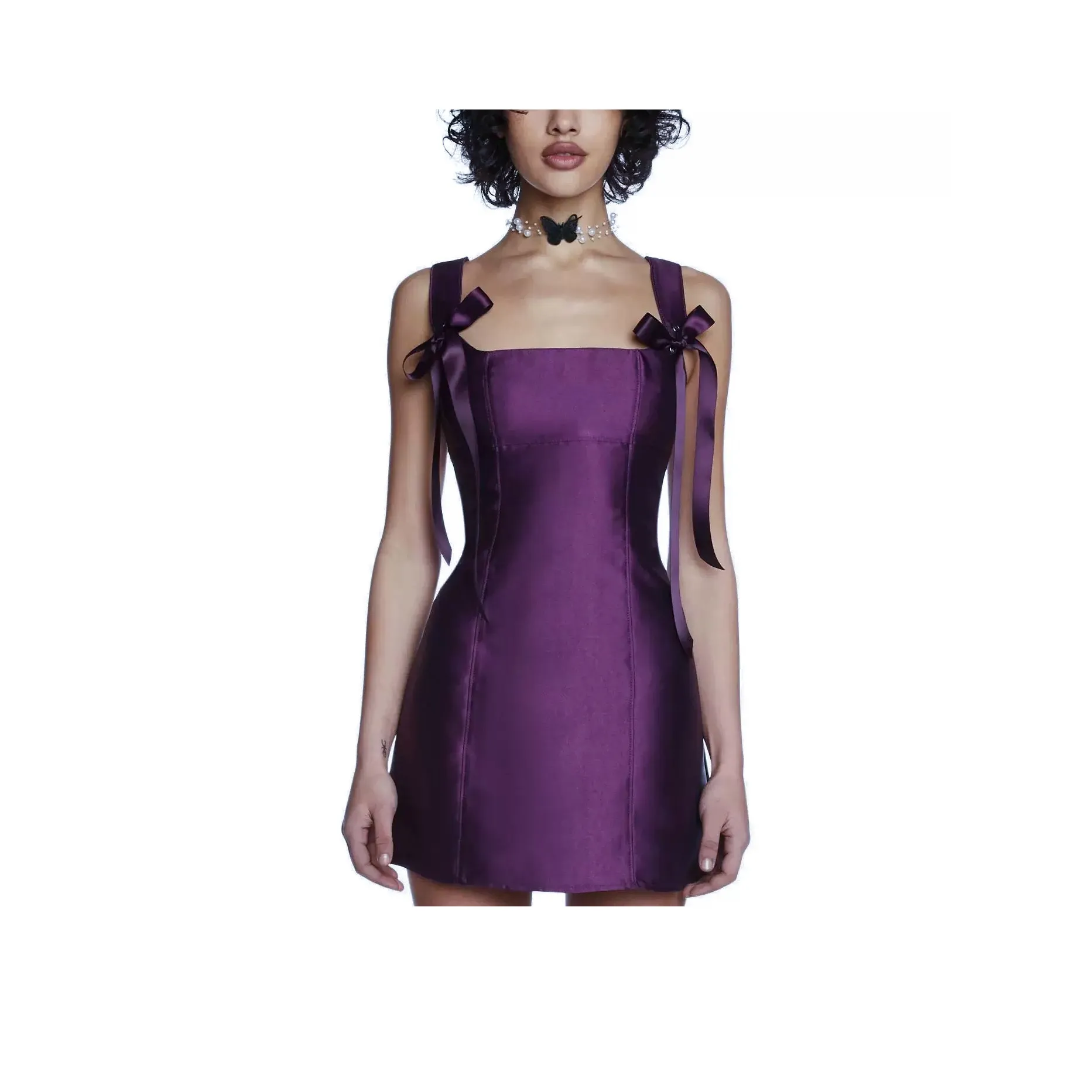 CPAURA Без рукавов Платье Женское Фиолетовое