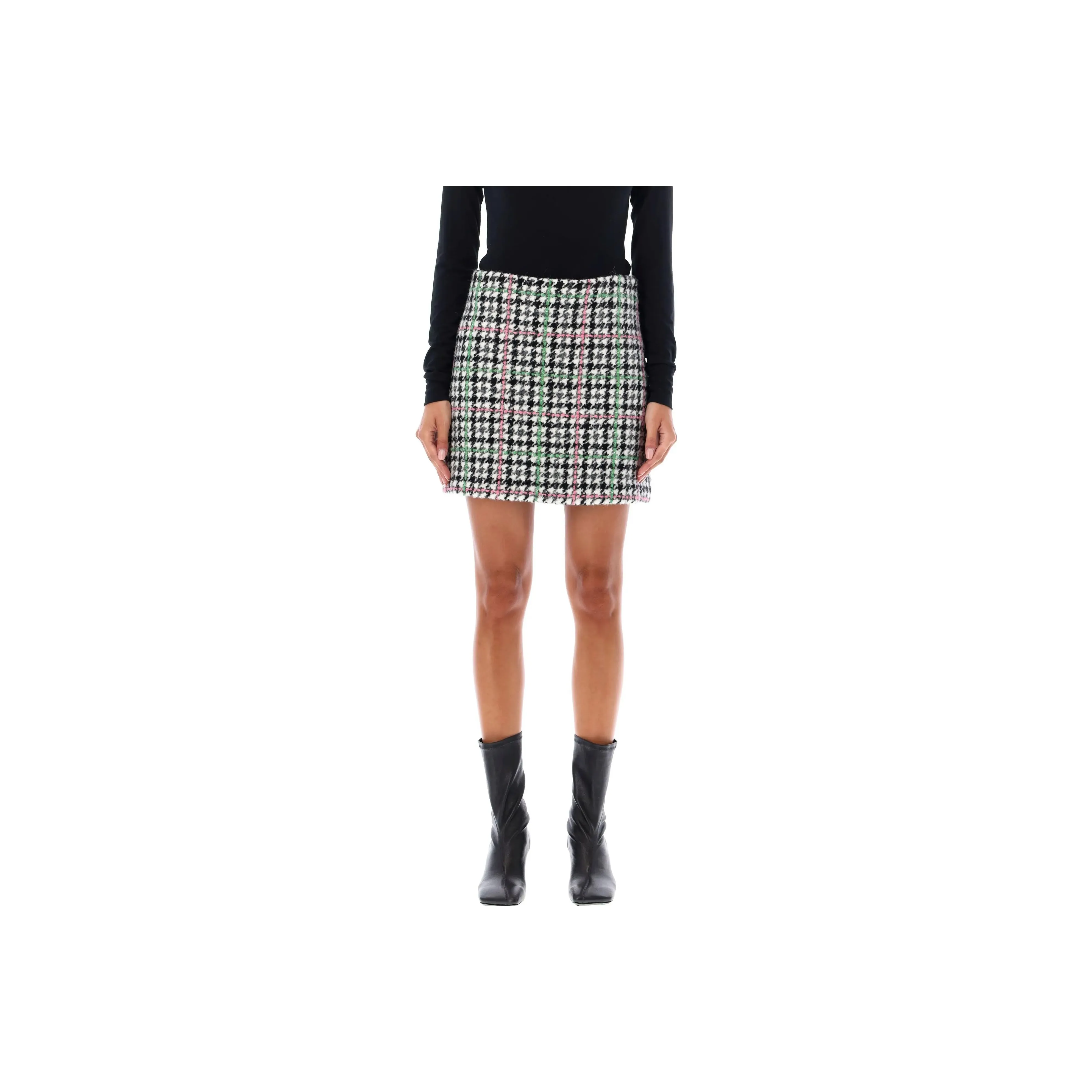 MSGM Plaid Check Mid Rise Mini Skirt
