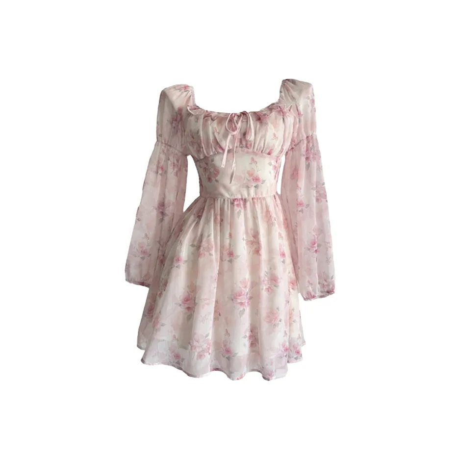 Incolore Длинное платье с длинными рукавами женское розовое