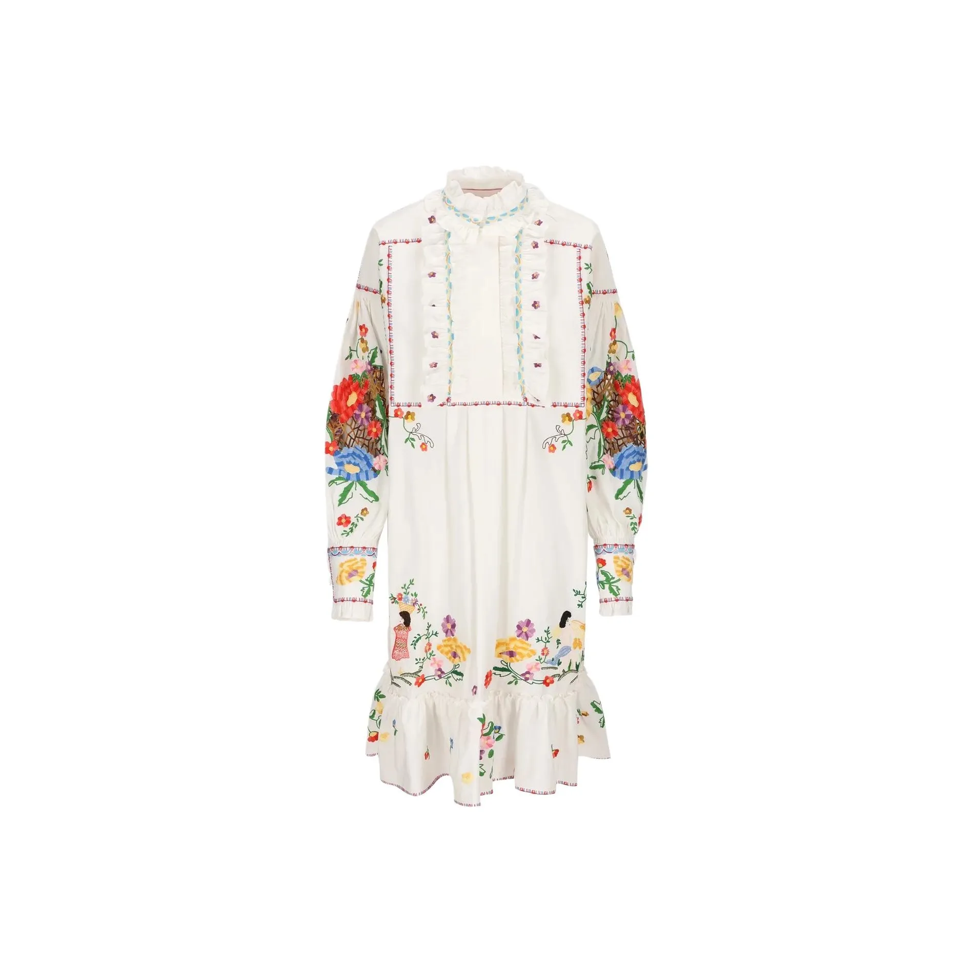 Valentino Floral Patterned Ruffled Dress