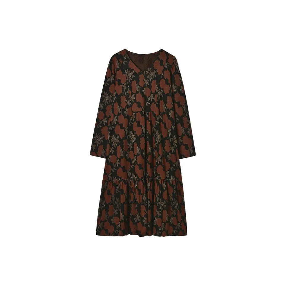 Mapping Long Sleeved Dresses Women's Multicolor