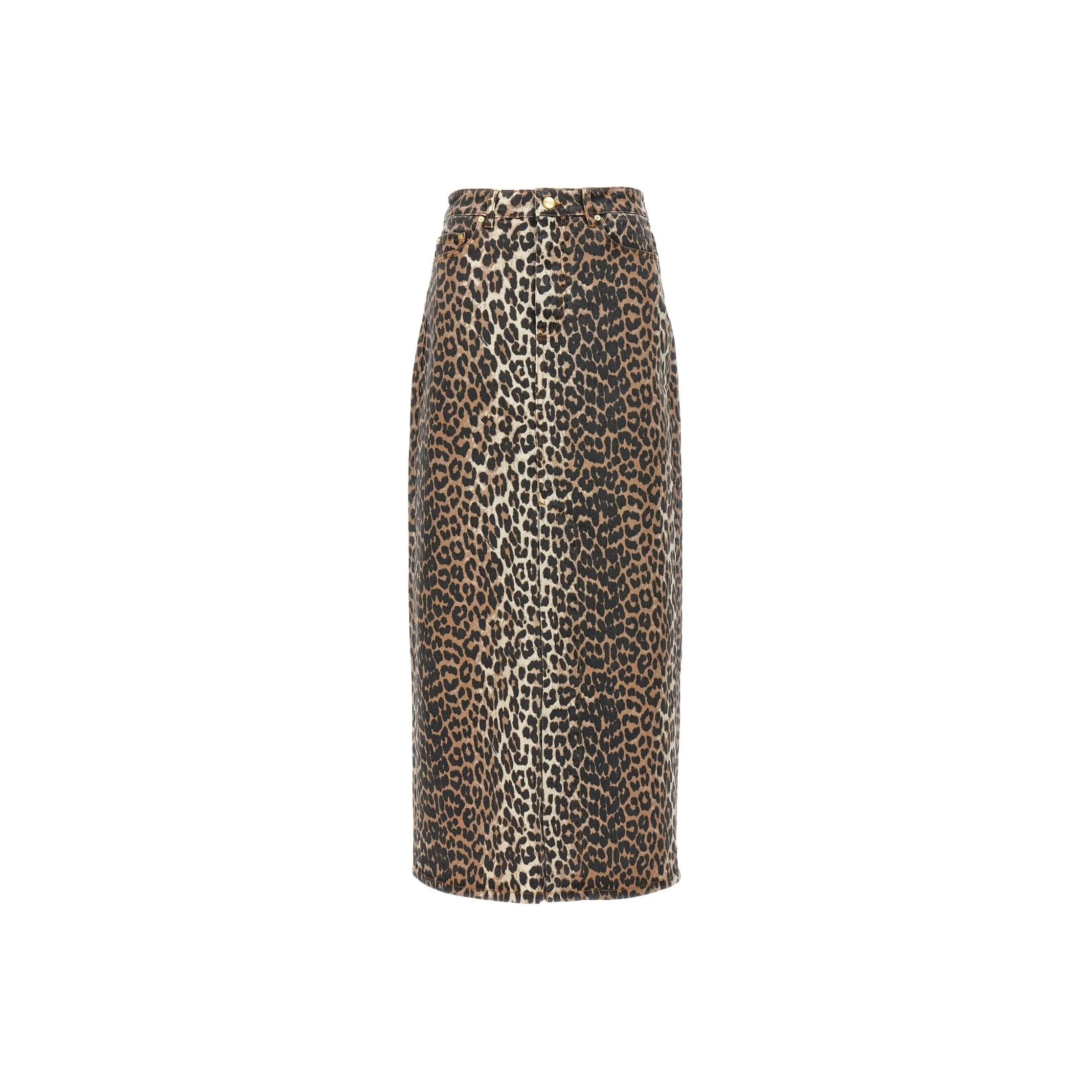 GANNI Leopard Printed Midi Skirt