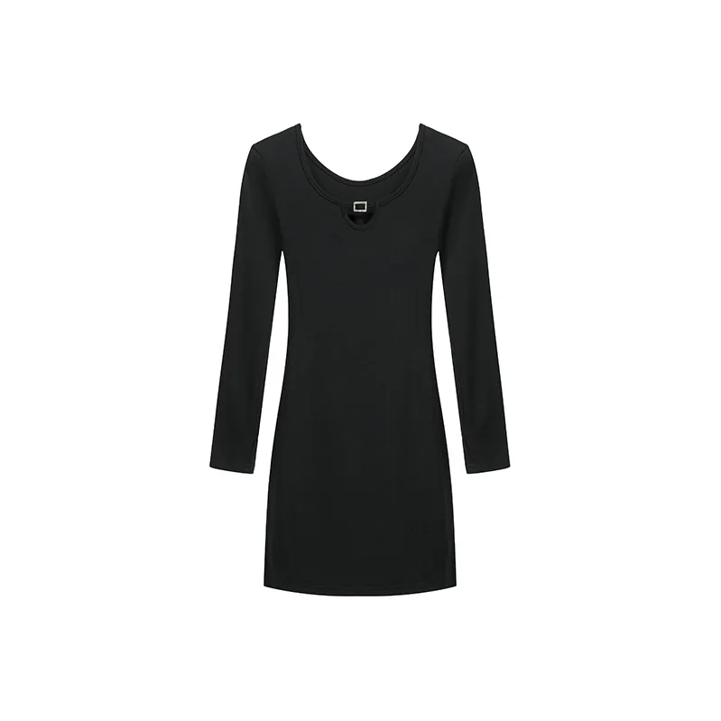 ABBY GODDESS Длинное платье с длинными рукавами женское черное