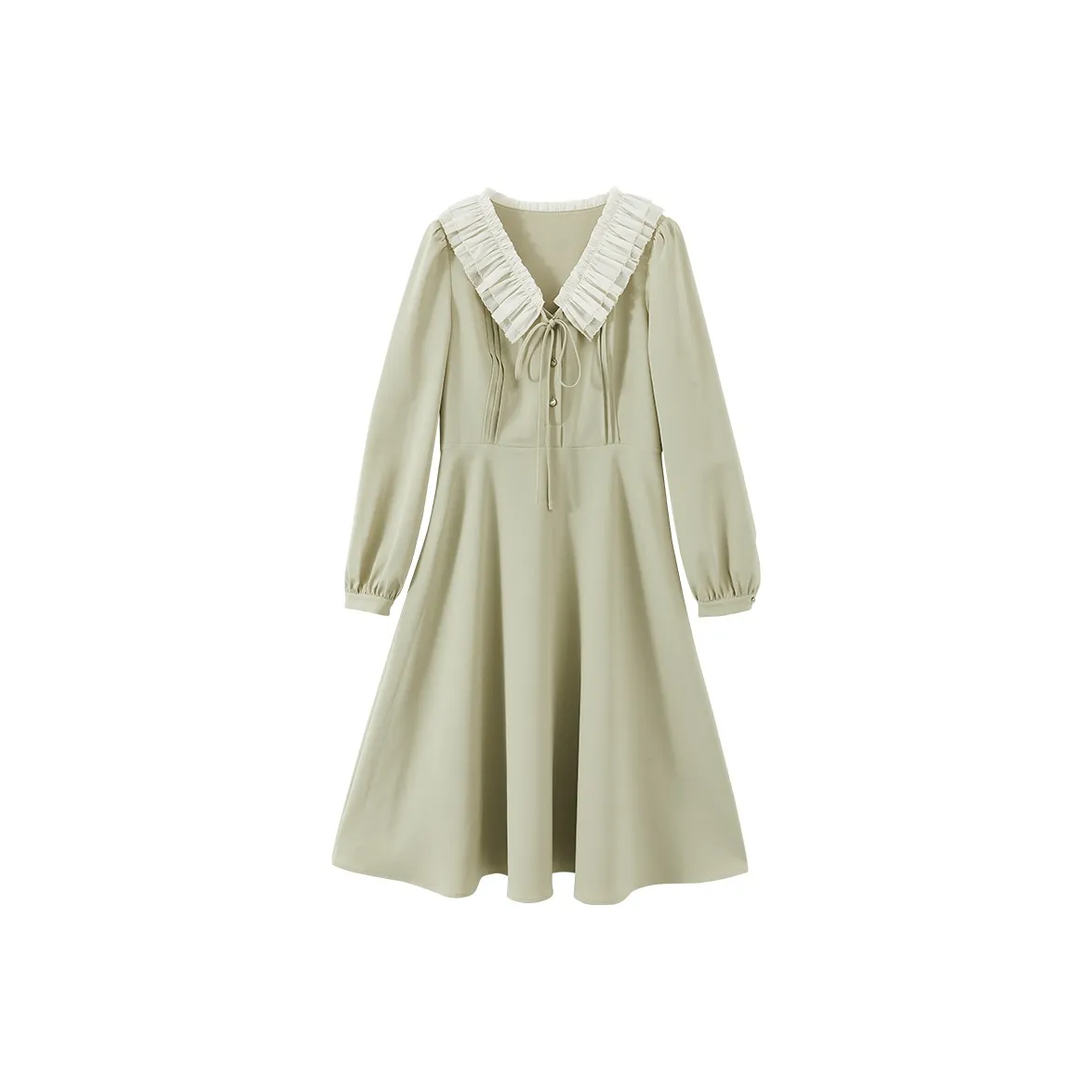 XIANGYING Long Sleeved Dresses Women's Matcha Green