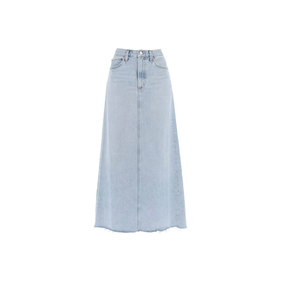 AGOLDE Mid Rise Frayed Edge Denim Skirt
