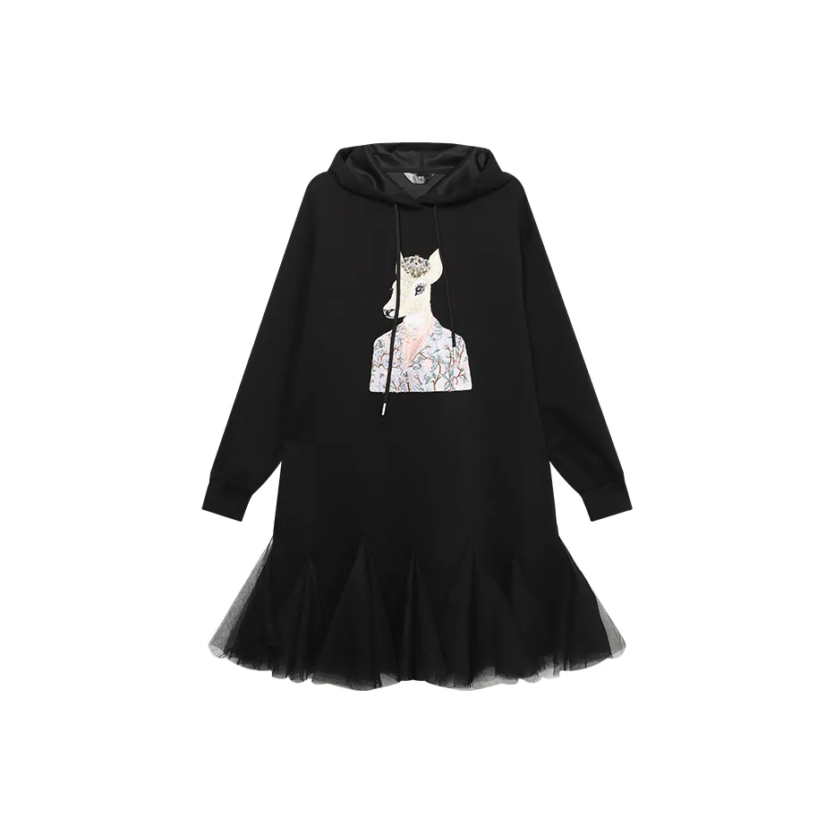 LOUISY AO Длинное платье с длинными рукавами женское черное