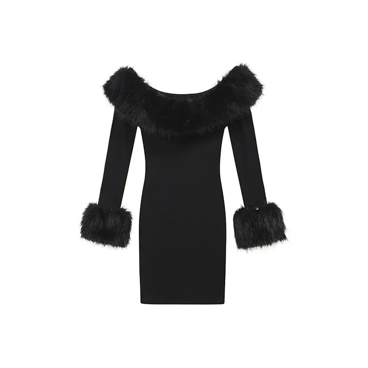 ABBY GODDESS Длинное платье с длинными рукавами женское черное