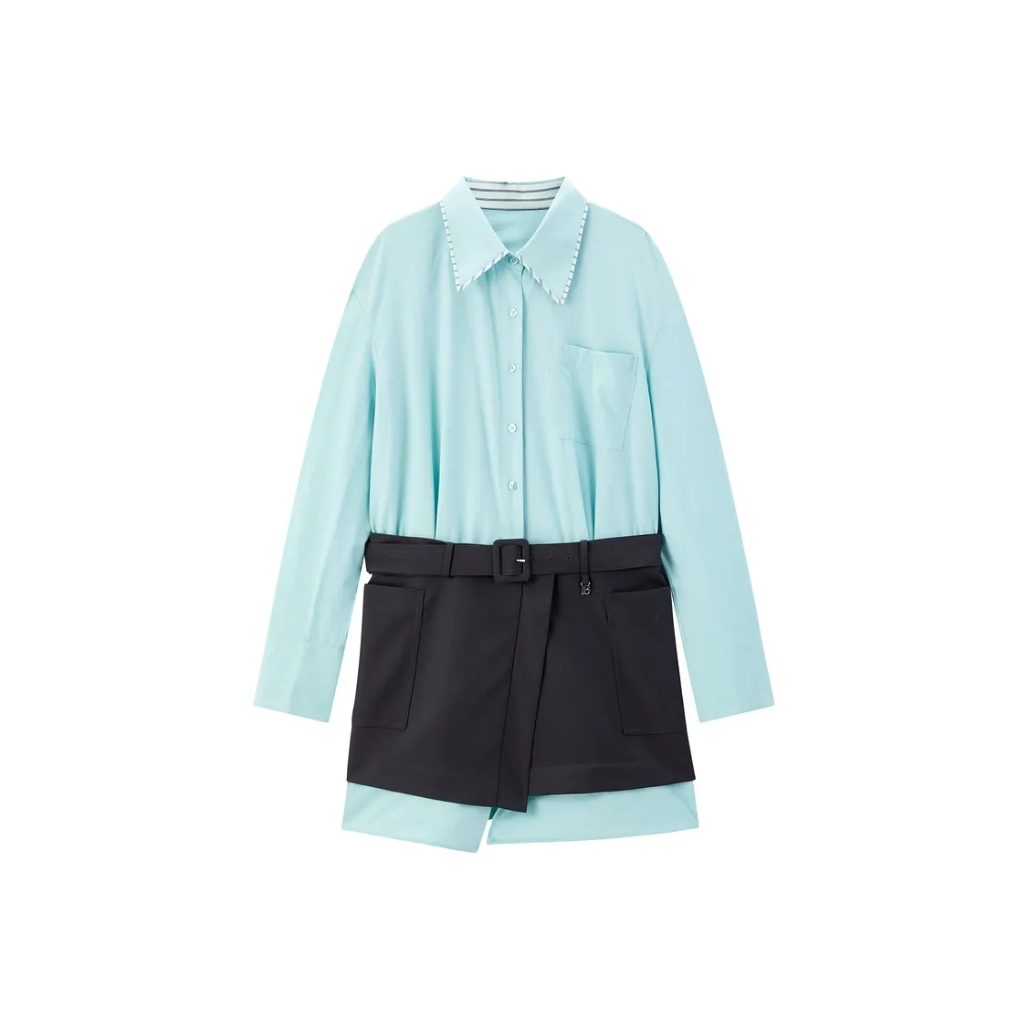 PEACEBIRD Длинное платье с длинным рукавом женское морской синий