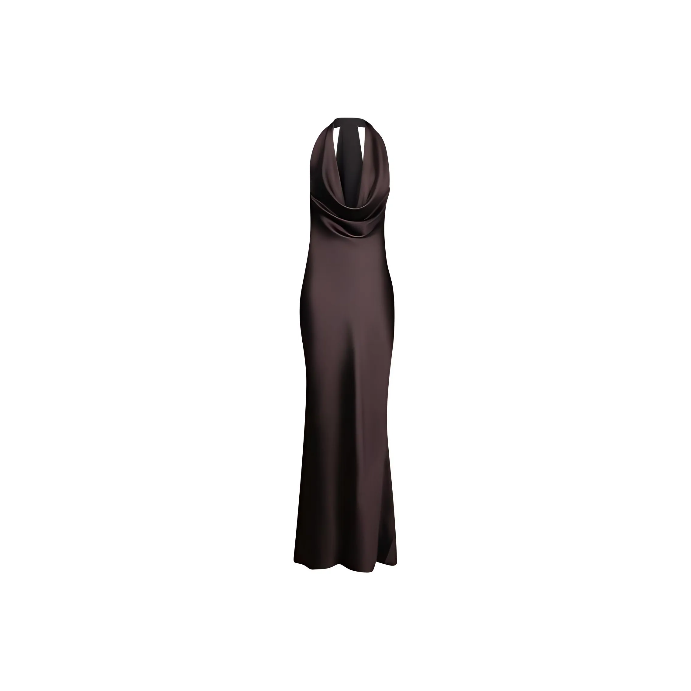 NORMA KAMALI Halterneck Draped Satin Gown