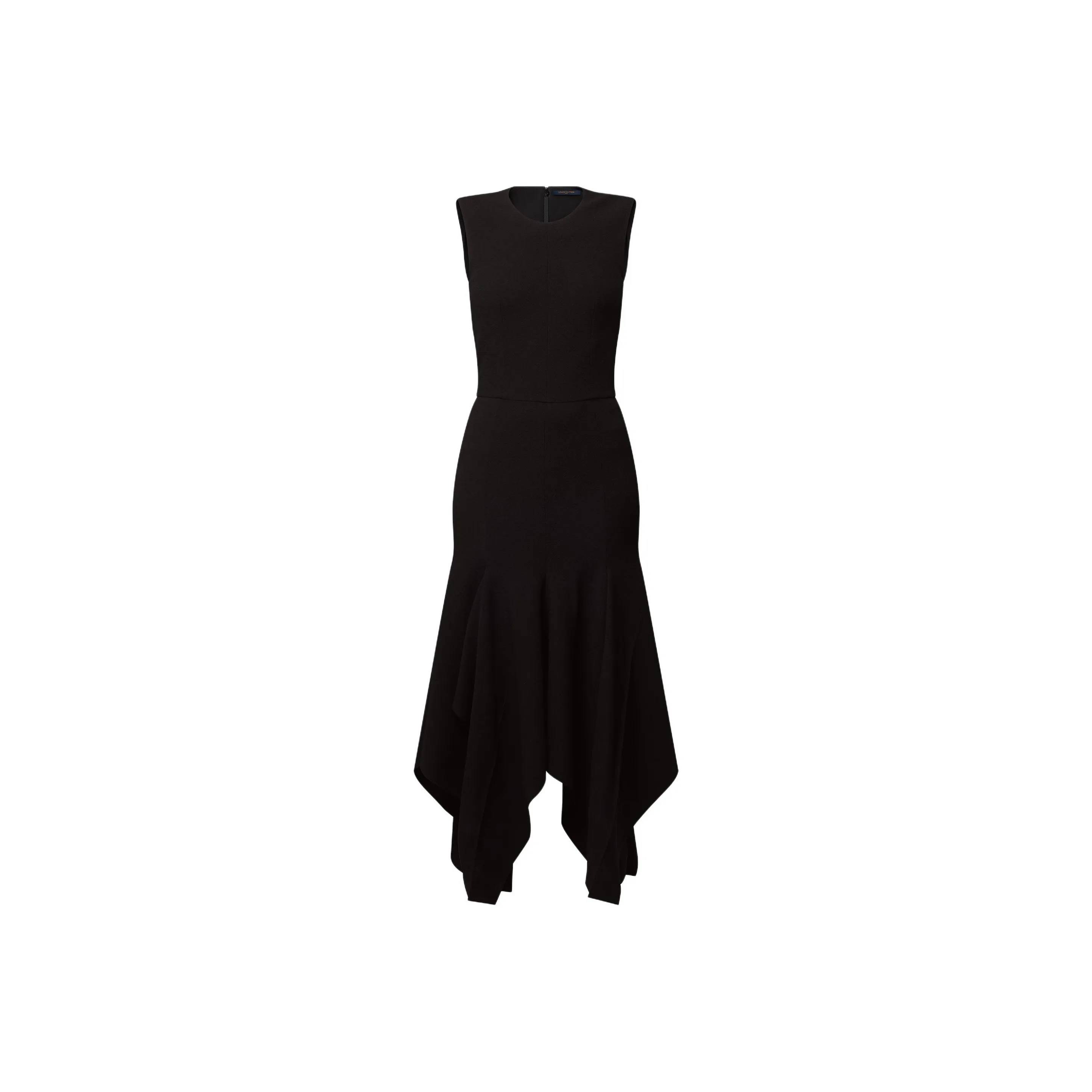 Lv Wool Crepe Petal Hem Dress