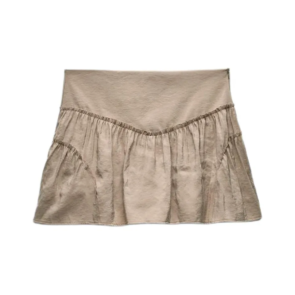 ZARA Повседневные короткие юбки Женские Коричневый