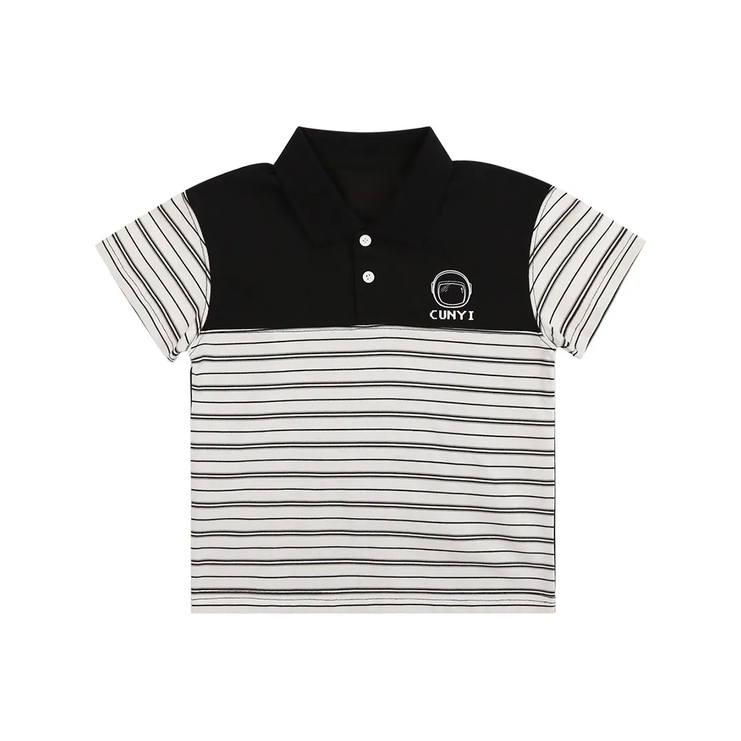 Pure and Good Поло Черно-белые полосы для детей 3-7 лет