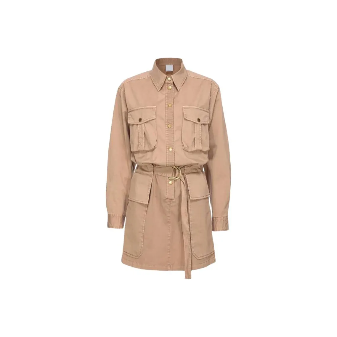 PINKO Old Wash Utility Dress Long Sleeved Dress Women's Beige