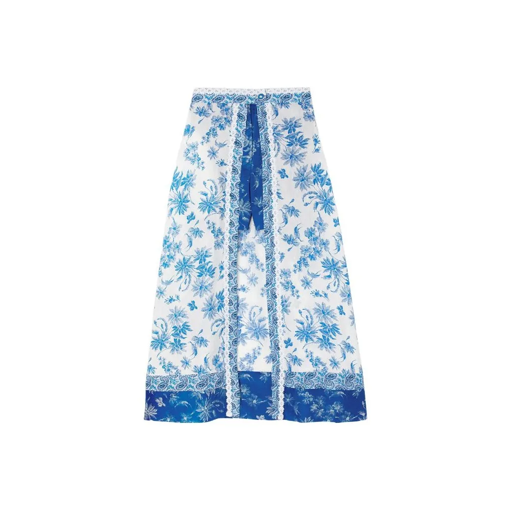 Sandro Casual Long Skirt Women's Blue White