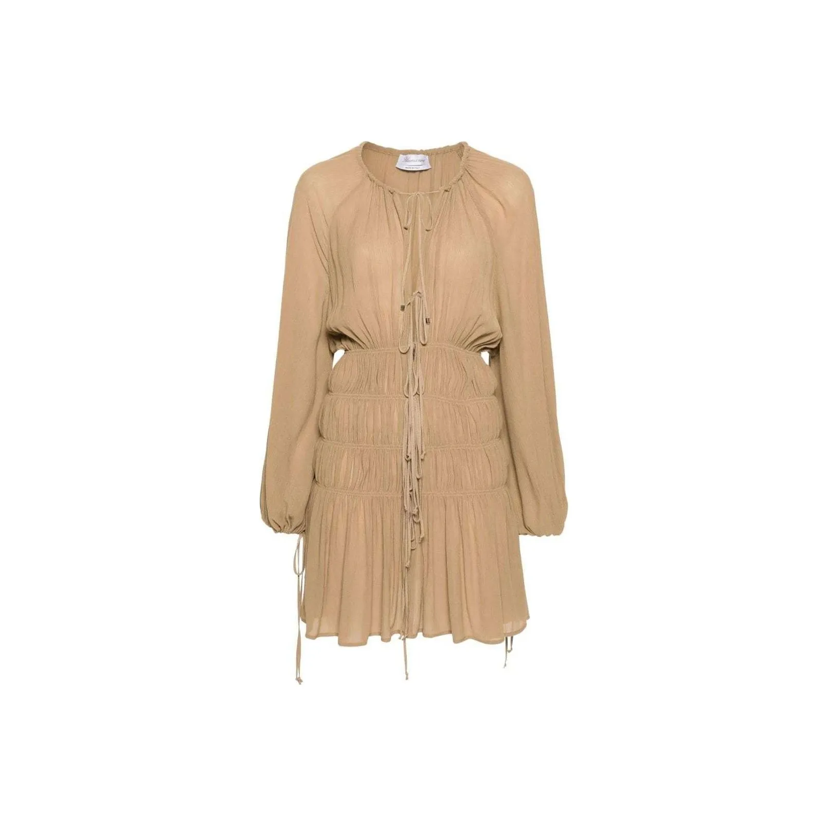 Blumarine Semi sheer Pleated Midi Dress