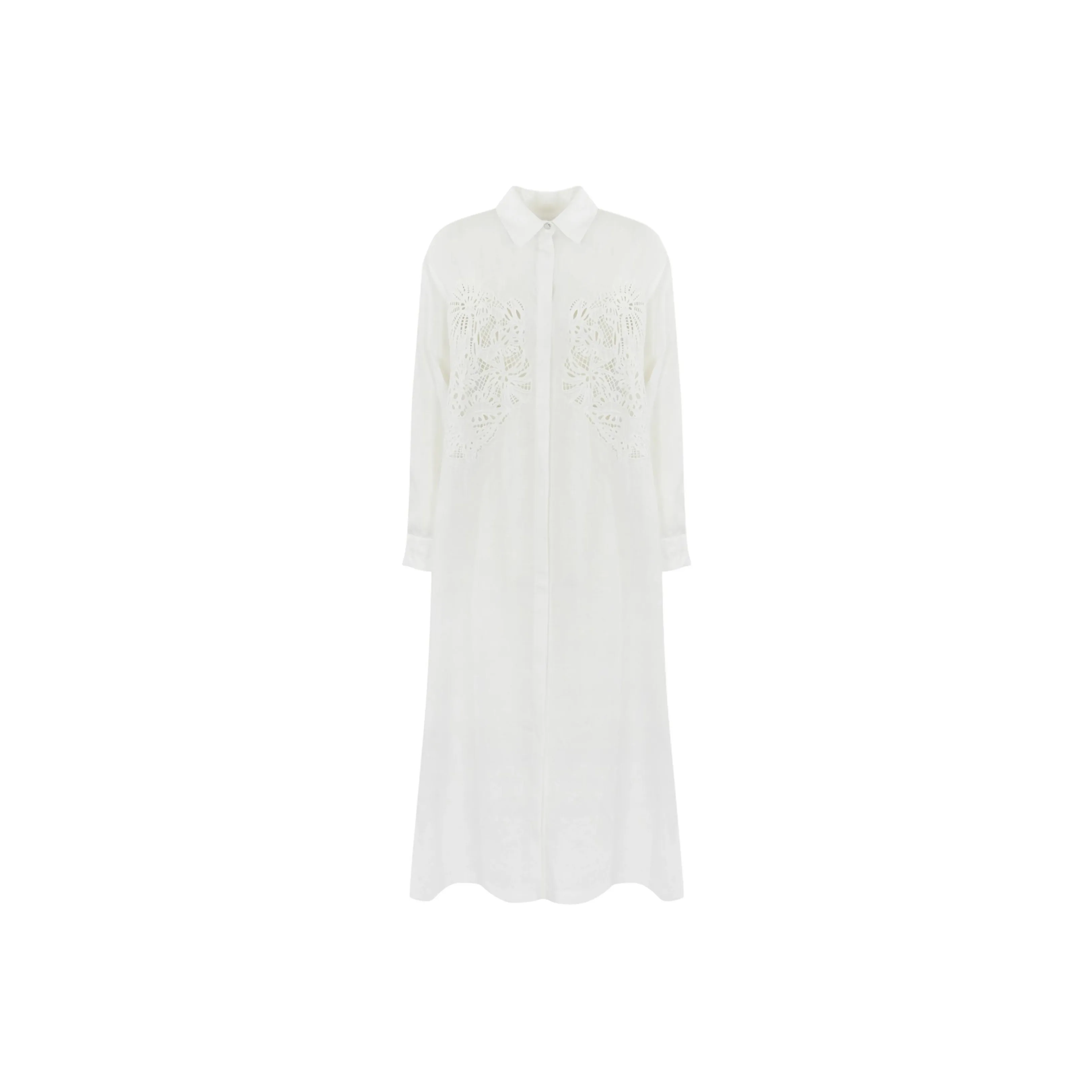 Max Mara Studio Megaton Embroidered Long Sleeved Midi Dress