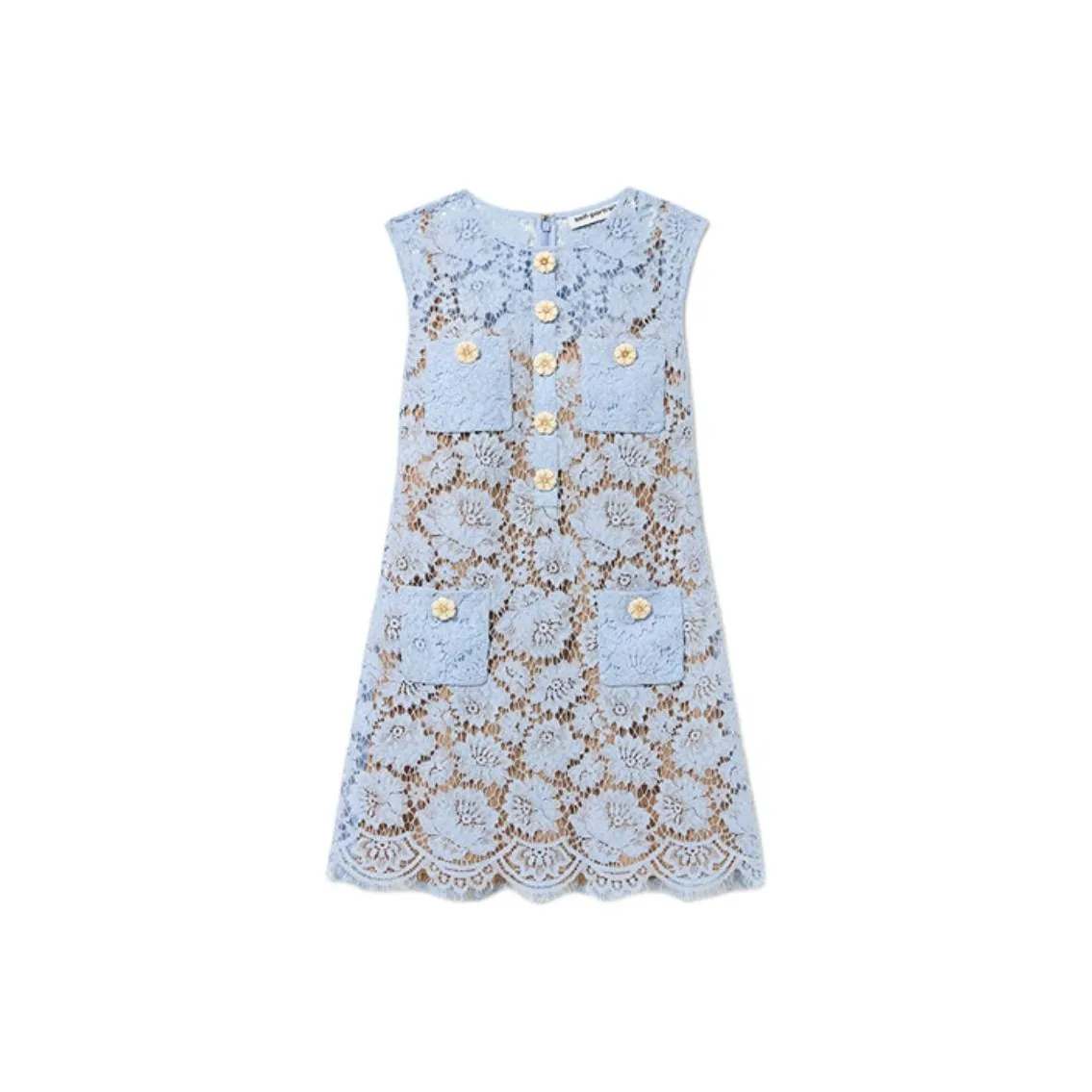 Self Portrait Без рукавов Платье Женское Туманный синий