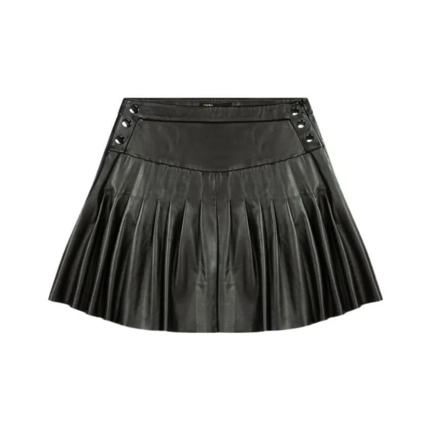 Maje Pleated Leather Miniskirt