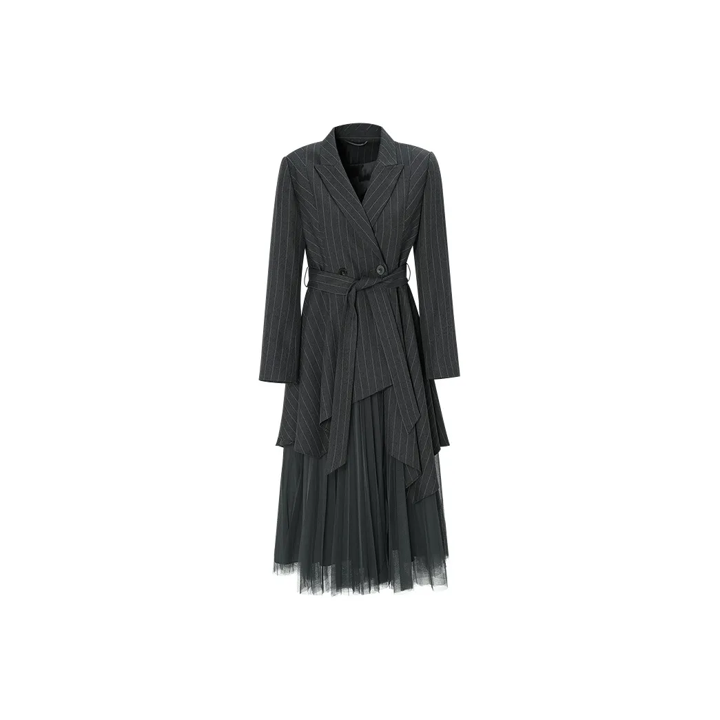 IDPAN Long Sleeved Dresses Women's Gray Coffee