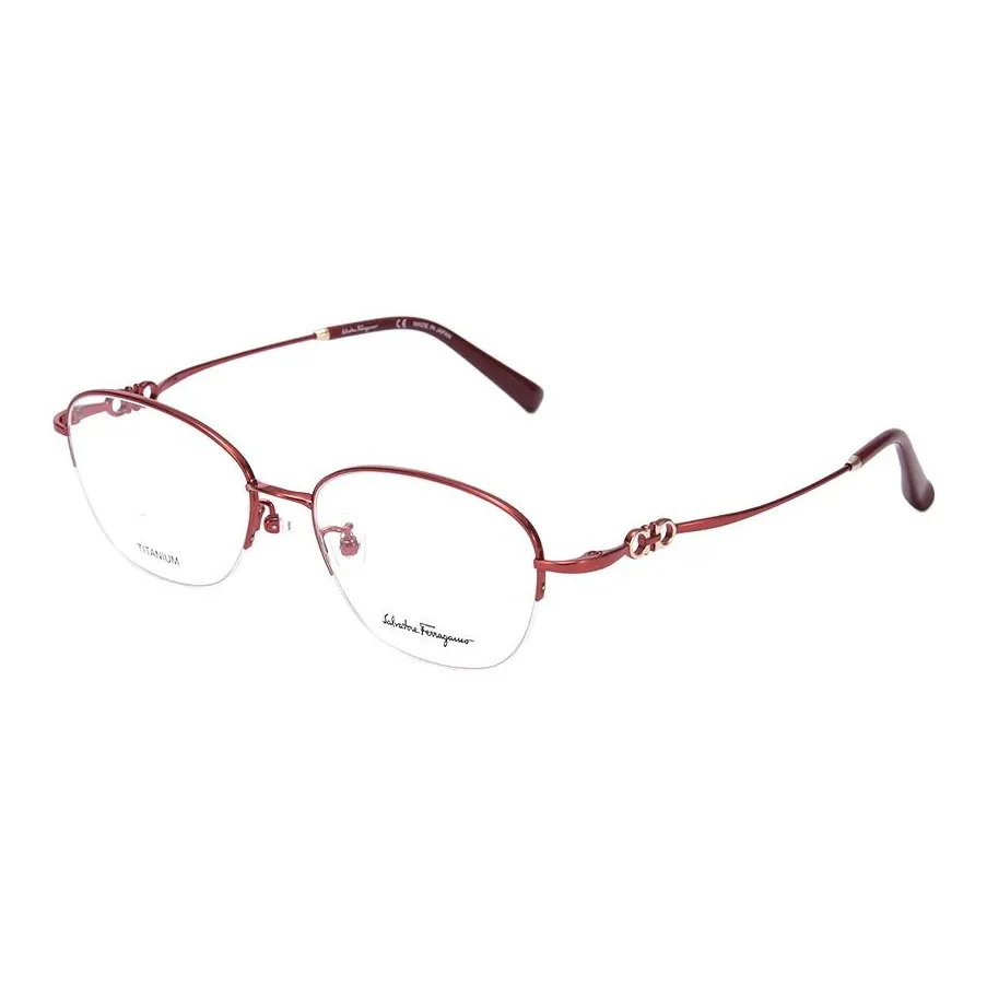 FERRAGAMO Пластина And Металл Овал Оправы для очков Унисекс Красный