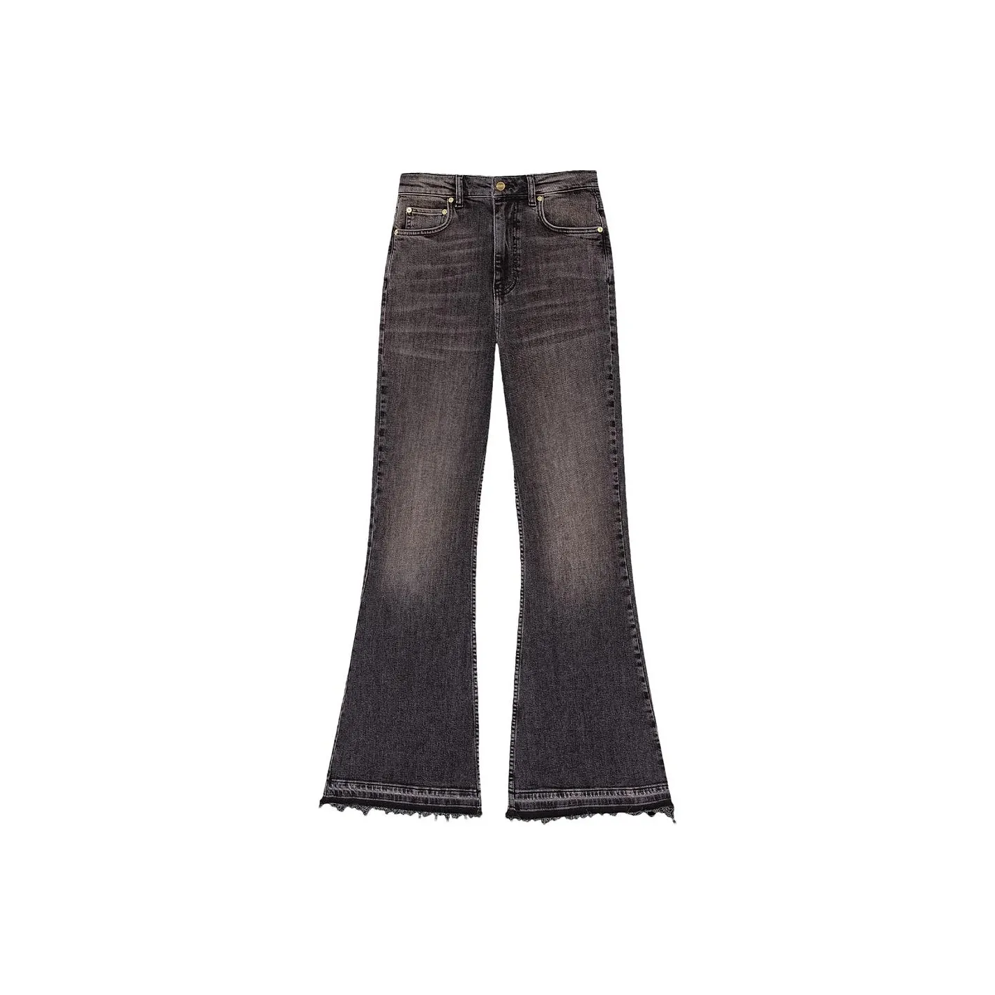 GANNI Logo patch High waist Flared Jeans