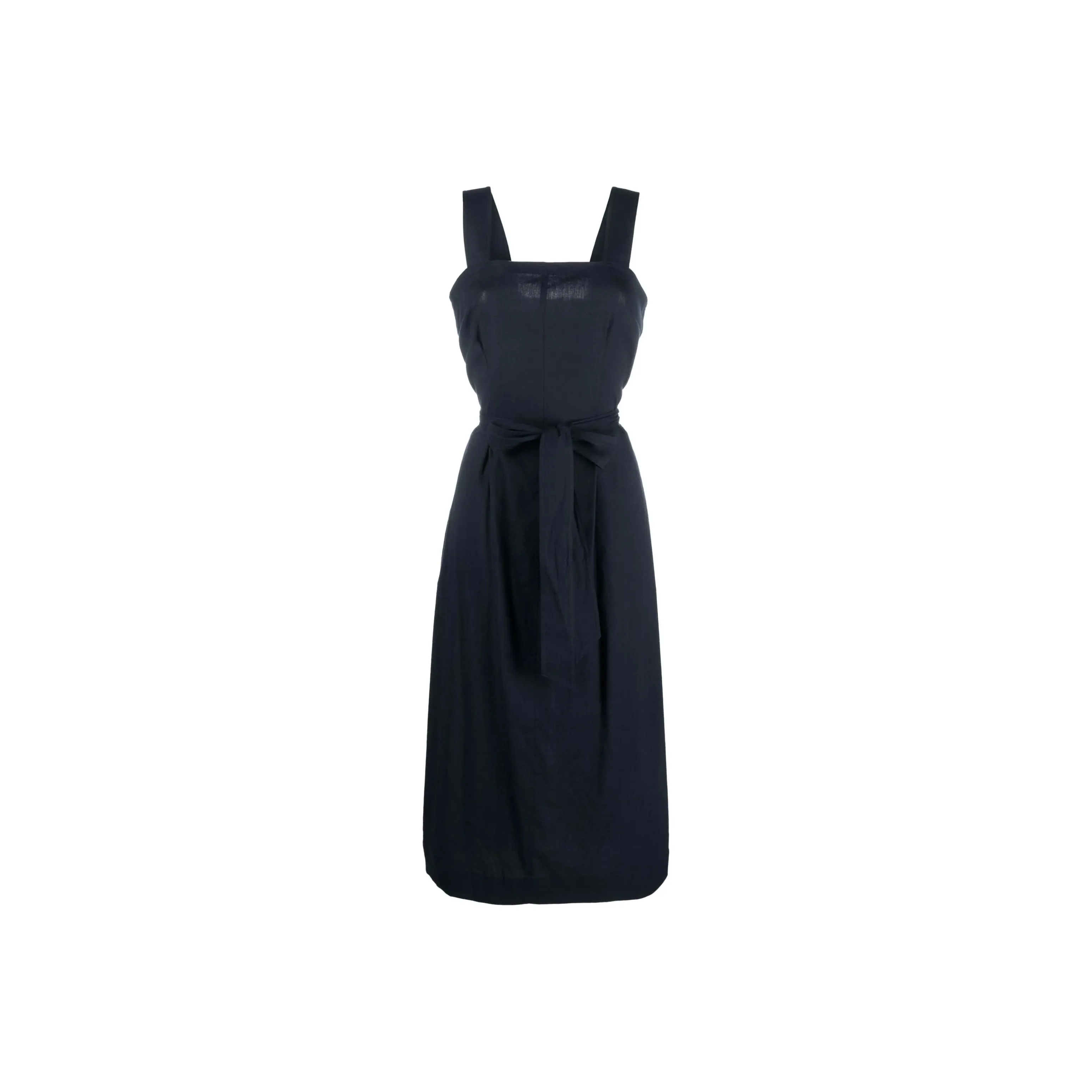 VINCE Belted Square neck Midi Dress