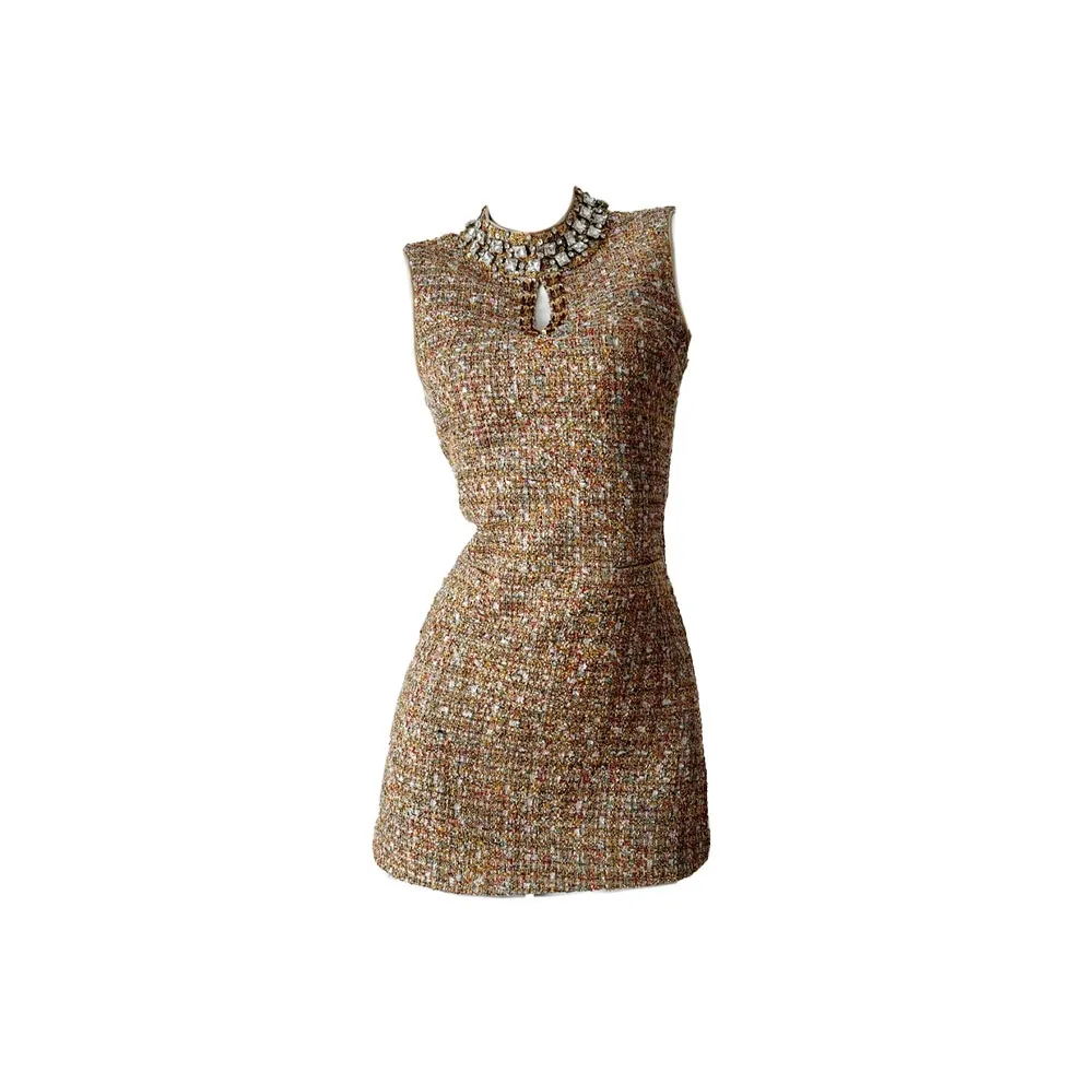 HeartyBite Без рукавов Платье Женское Кофейное золото