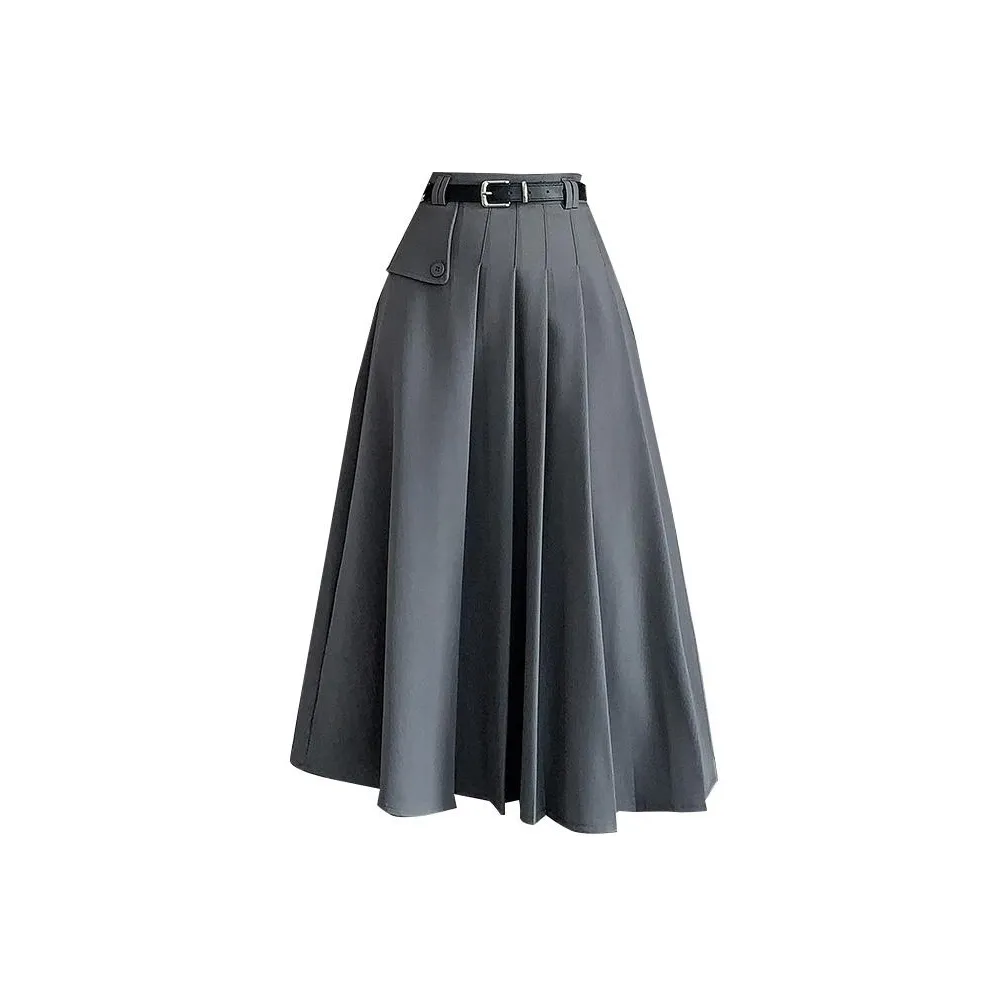 PASSCODIO Повседневный Длинный Юбка Женская Серого цвета