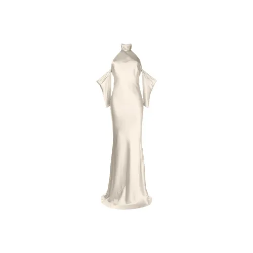Michelle Mason Pearl White Женские Длинные Платья с Рукавами
