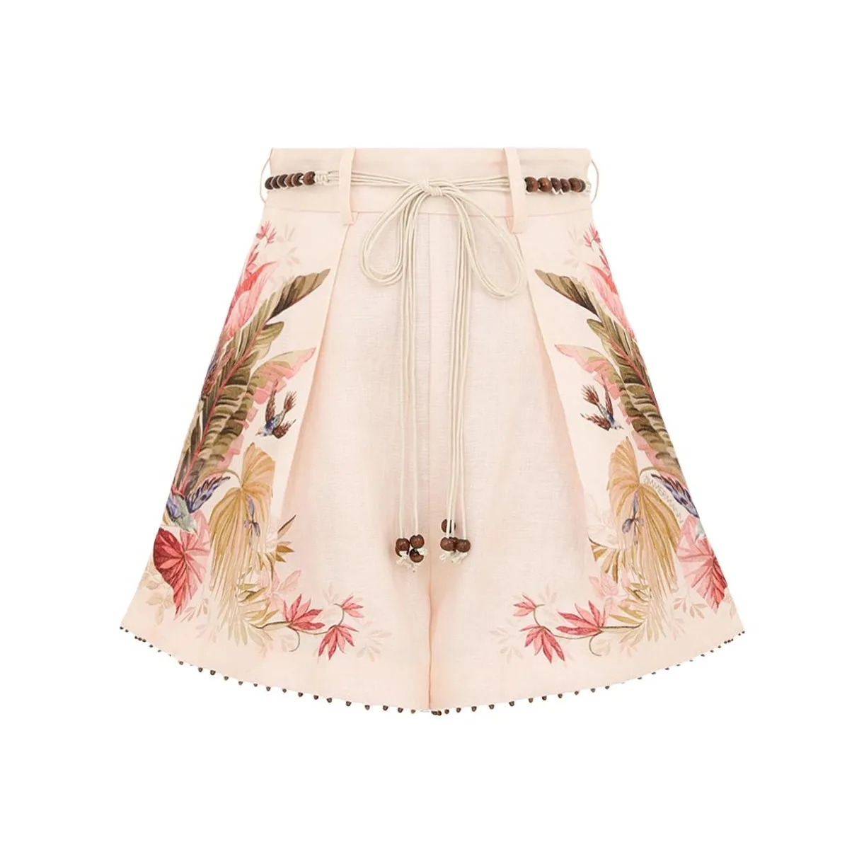 Zimmermann Ascension Tuck Palm Floral Printed Shorts