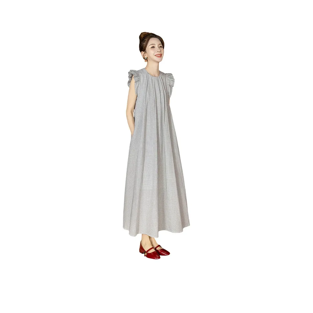 Cypress House Sleeveless Dress Women's White Black Plaid