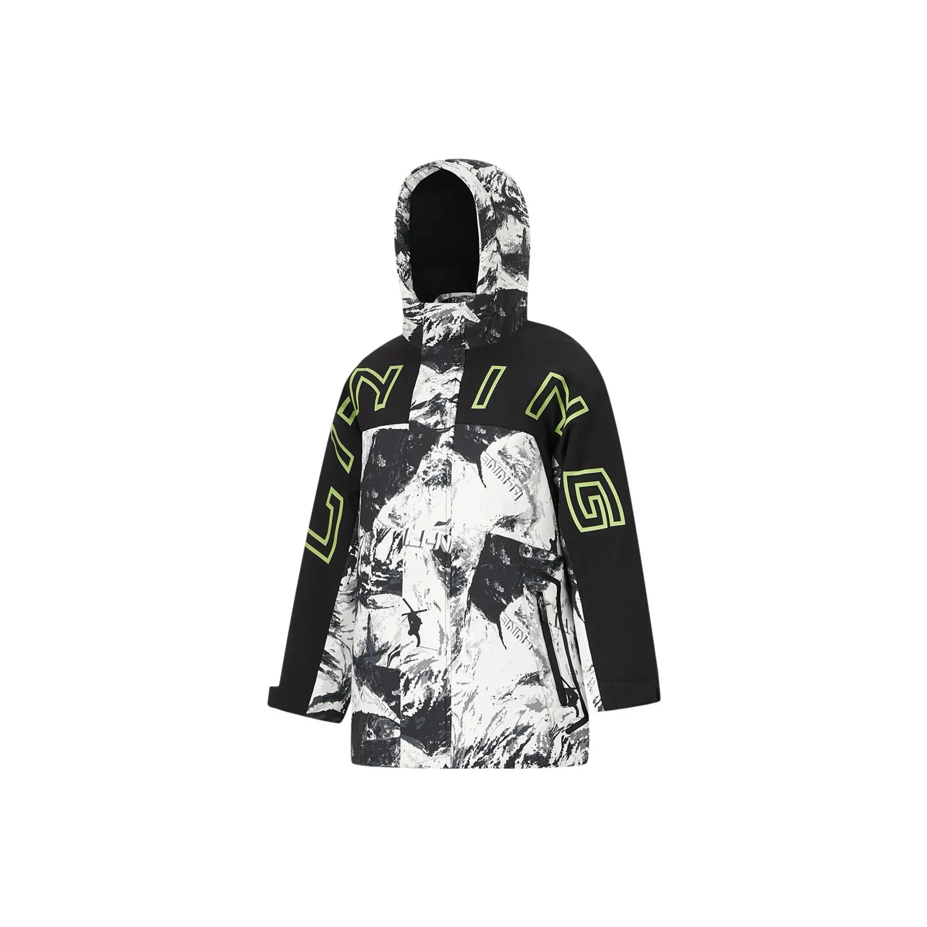 LINING YOUNG Пуховик Printed в черном и белом для детей