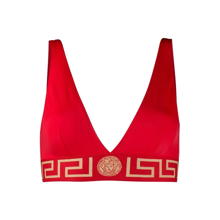 VERSACE Greca V Neck Bikini Top