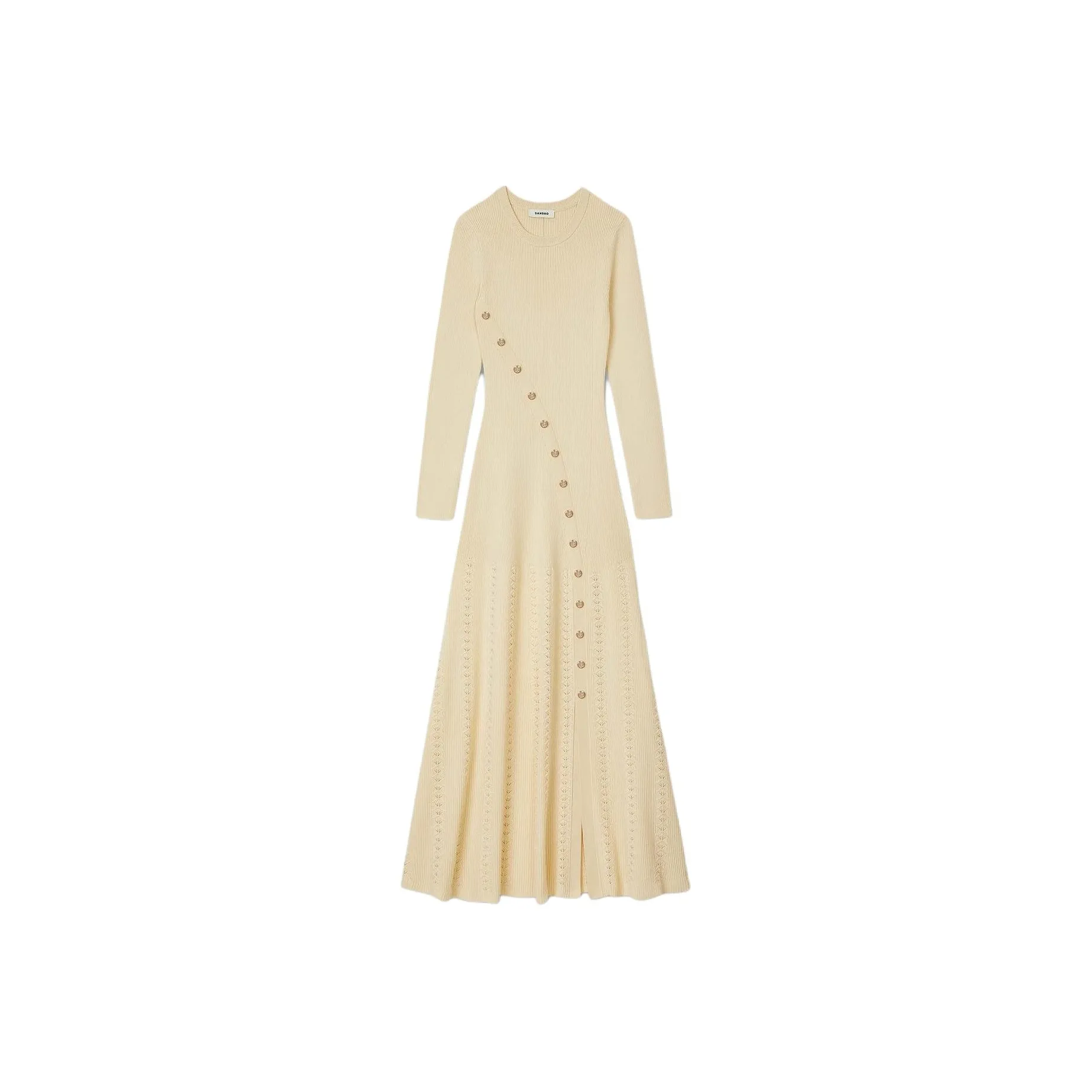 Sandro Длинное платье с длинными рукавами женское бежевый