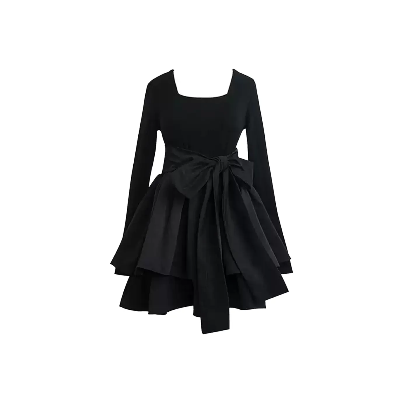 COVER TIME Длинное платье с длинными рукавами женское черное